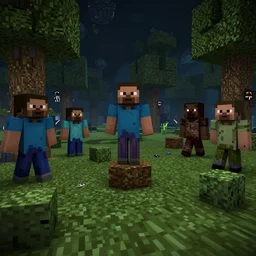 minecraft of horror, Moebius, Greg Rutkowski, Zabrocki, Karlkka, Jayison Devadas, Phuoc Quan, trending on Artstation, 8K, ultra wide angle, pincushion lens effect
