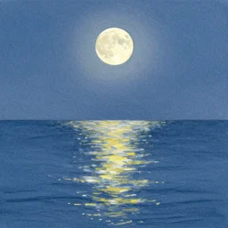 sketch brush moon reflected in the sea