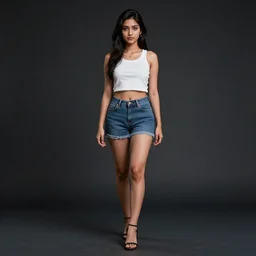 realistic full body photo of anime character beautiful south asian girl, dark smooth background, very sharp focus, in the style of greg rutswoski, very hyper realistic, highly detailed, fantasy art station