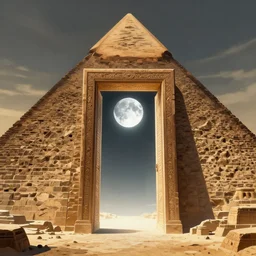 highly detailed environment concept alt art doorway symmetrical moon inside glowing portal in the pyramid finely detailed illustration animation key frame