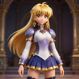 character Lina Inverse from anime Slayers (1995 – 2009), rendered in Cinema 4D and Octane and Unreal Engine 5, hyperrealism, full body photogenic shot, digital render, cinematic lighting ornate earrings, 8k resolution, masterpiece work
