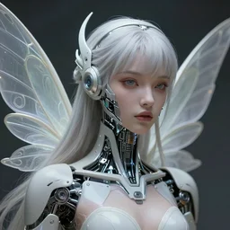 portrait of a futuristic android princess, science fiction, smooth technology, smooth body, fairy wings, intricate, headshot, highly detailed, digital painting, trending on artstation, concept art, sharp focus, cinematic lighting, illustration, art by masamune shirow and greg rutkowski, alphonse mucha, cgsociety