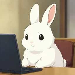 a cute rabbit in a japanese anime!, rabbit, pa works, kyoani, studio orange, anime, contrast, pixiv, artstation, by satoshi kon, by peter mohrbacher