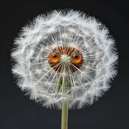 a humanoid figure dandelion plant monster, orange eyes, highly detailed, digital art, sharp focus, trending on art station, anime art style