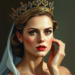 portrait painting natalie portman wearing a crown, 4 k, detailed, artstation