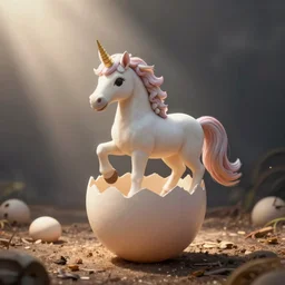 unicorn hatching out of an egg