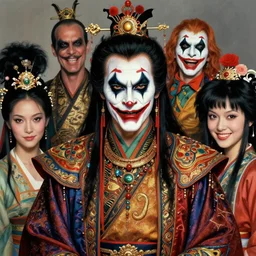 photorealistic portrait of mickey rourke wearing intricate shao khan costume, bizarre voodoo makeup, clown makeup, by amano, karol bak, greg rutkowski, and akira toriyama, tonalism, hyperrealistic, artgerm, masterpiece.