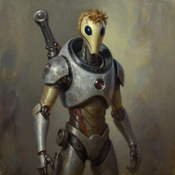 wheatly from portal 2, oil painting