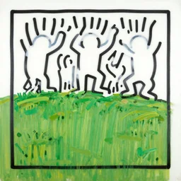 highly detailed landscape painting by keith haring, 4k