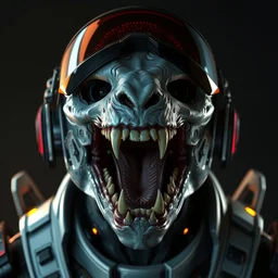 frontal view. bifurcated jaw. artstationz greg rutkowski, octane render, unreal engine 6, epic game graphics, titanfall pilot. respawn, cyberpunk, conceptual art, ray tracing