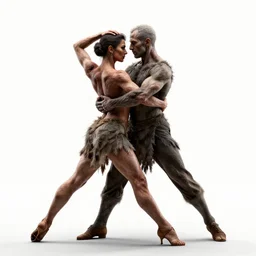 grizzled tango dancers in embrace, high detail digital art, full body, standing, isolated on a pure white background, centered, whole figure in frame, sharp focus, studio lighting