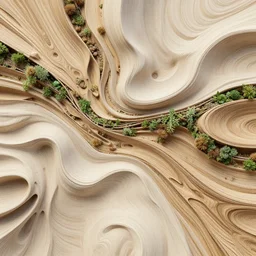 tectonics fractal fluid facade with wooden and vegetation