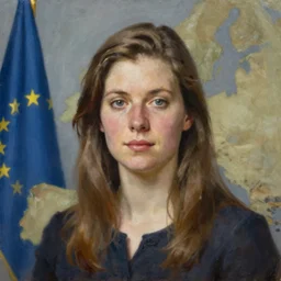 portrait of a european woman ( 3 5 ) from the european union ( eu ) in 2 0 2 1, an oil painting by ross tran and thomas kincade