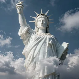 dramatic white cloud in the shape of a large statue