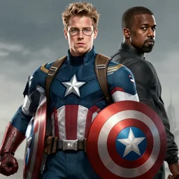 Pete Davidson and Kanye West in Captain America: Civil War (2016), 8K concept art, detailed
