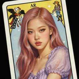 roseanne of blackpink, tarot card, highly detailed, digital painting, smooth, sharp focus, illustration, ultra realistic, 8 k, art by artgerm and alphonse mucha