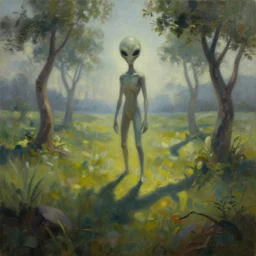 alien surreal landscape, volumetric lighting, volumetric shadows, photorealistic, nature photography, realistic oil painting by tomas sanchez and grey rutkowski - h 7 6 8
