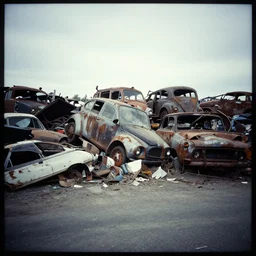 lomography photo of a junk yard