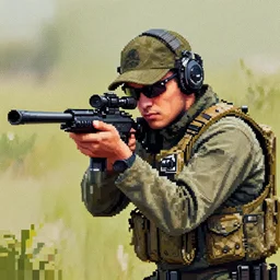 pixel painting of a sniper