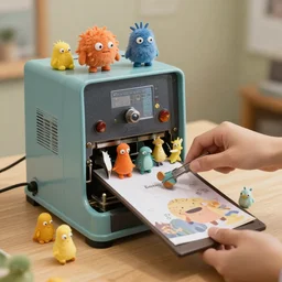 strange machine that makes copies of small weird beings by craola