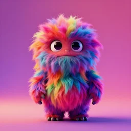 3 d model of a cute sinister vibrant colored creature with long fur and souless eyes by alexander jansson : 1 | centered, psychedelic, colorful, matte background : 0. 9 | by jim henson : 0. 7 | dave melvin : 0. 4 | unreal engine, deviantart, artstation, octane, finalrender, concept art, hd, 8 k resolution : 0. 8