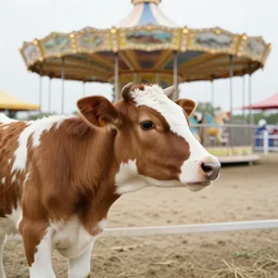 fair rides petting zoo bizon calf focus photography
