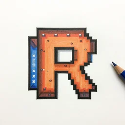 Colored pencil art on paper, Terraria Logo, highly detailed, artstation, MasterPiece, Award-Winning, Caran d'Ache Luminance