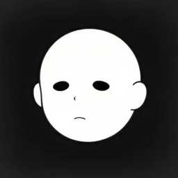 a drawing of a white round head with emotionless face