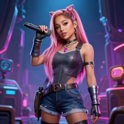 ariana grande in the binding of isaac, 4 k, high res, octane render, blender, unreal engine, raytracing, neon, moxxi, sci - fi
