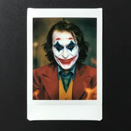 jim carrey as the joker from the dark knight by lee jeffries and jeff legg, creepy smile, polaroid, 3 3 mm, professional color, graded, photoshop overlay fire photo