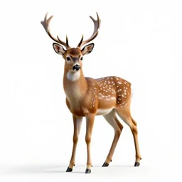 fierce fawn, clean 3d render, full body, isolated on a pure white background, centered, entire subject in frame, sharp focus, soft studio lighting