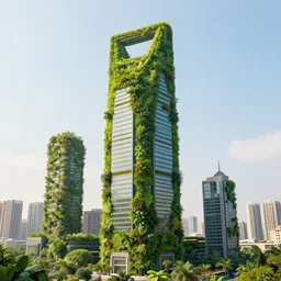 skyscraper made of plants, elegant, photo