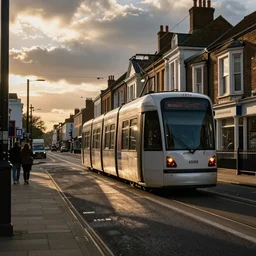 Tram driving down Ramsgate High Street