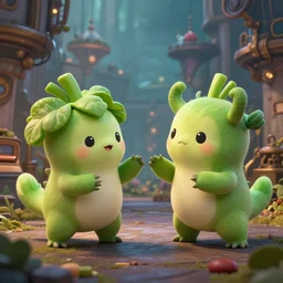 a magical fight of vegetables as a magical creatures, cute, clean clear face,in a steampunk city by Greg rutkowski,sung Choi, photorealistic ,8k,cinematic lighting, hd, high detailed, atmospheric, trending on artstation