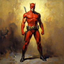 daredevil standing painting fullbody by frank frazetta 4 k