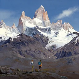 patagonia mountaine range, sparse, epic atmosphere, by asher brown durand, by yoshitaka amano