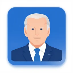 stylized flat icon of joe biden, in the style of apple ios icons, flaticon, behance, minimalist flat design, 2 5 6 x 2 5 6