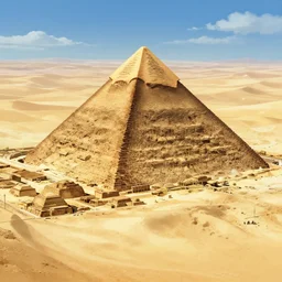 a vast desert with a pyramid that's in the process of being built by kentaro miura, hyper-detailed