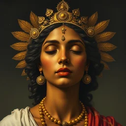 sri lankan 8 0's brown woman as greek goddes, no eyes, mouth or nose just blank face, painting by james jean, craig mullins, j. c. leyendecker, lights, art by ernst haeckel, john william godward, hammershøi