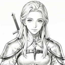 highly detailed manga line art portrait Triss from the Witcher 3 (played by Rangiku Matsumoto from Bleach) posing laying on a red couch