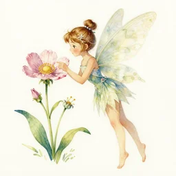 annotated study of a flower fairy, illustration, watercolor, alan lee, detailed, pretty, ethereal,