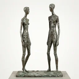 melting metal statue of manon and gregoire, giacometti