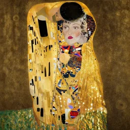 highly detailed portrait of an elegant lady in a golden sequin shawl, ultra wide angle, finer details, by gustav klimt and greg rutkowski, trending on artstation, concept art, smooth, sharp focus, illustration.