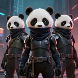 portrait clan of panda bear ninja 🐼 young, style artstation, style greg rutkowsk, ciberpunk, comic art book, biopunk, octane render, unreal engine 6, epic game graphics