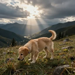 gigachad petting a puppy