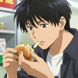 close up of ryosuke takahashi getting food at a drive - thru, initial d anime, initial d anime 1 0 8 0 p, detailed anime face, 1 9 9 8's anime, artstation, high detail