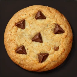 a warm chocolate chip cookie, extremely detailed painting, hyperrealistic, hyperdetailed, side view, warm colors, dark background, high contrast, painted by vincent van gogh