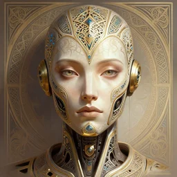 symmetry!! portrait of a machine from horizon zero dawn, machine face, decorated with islamic motifs, intricate, elegant, highly detailed, digital painting, artstation, concept art, smooth, sharp focus, illustration, art by artgerm and greg rutkowski and alphonse mucha, 8 k