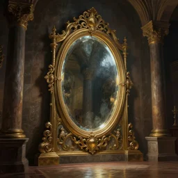 an arcane mirror shining in an ancient room, by greg rutkowski and thomas kinkade, digital art, realistic painting, very detailed, cinematic lighting, volumetric lighting 4 k, octane render, trending on artstation