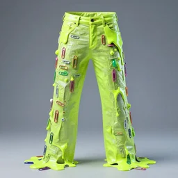 pants made of melted neon melted paperclips dripping melting, surreal, 4k